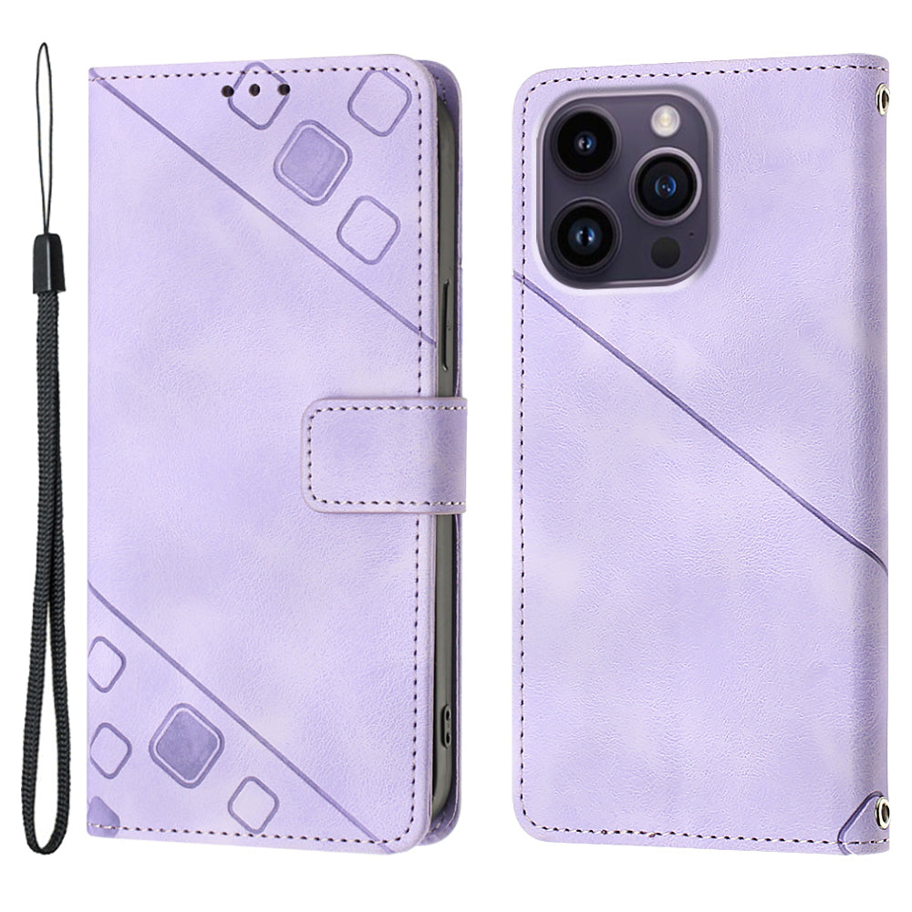 PT005 YB Imprinting Series-6 læderskal til iPhone 14 Pro Max Skin Touch Stand Wallet Stødabsorberende etui - Rød PT005 YB Imprinting Series-6 læderskal til iPhone 14 Pro Max Skin Touch Stand Wallet Stødabsorberende etui - Rød